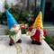 Garden Gnome Duo Decorative Figurines 5.5“ Ornament for Indoor Outdoor Home Garden Decor,Musical Violin Player and Dancing, Colorful Outdoor Statues
